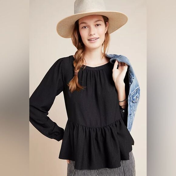 Anthropologie Maeve Iris Peplum Blouse Medium - Picture 1 of 9